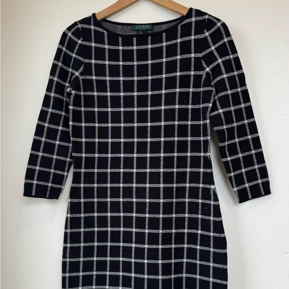Ralph Lauren Black Dress with White Windowpane Check